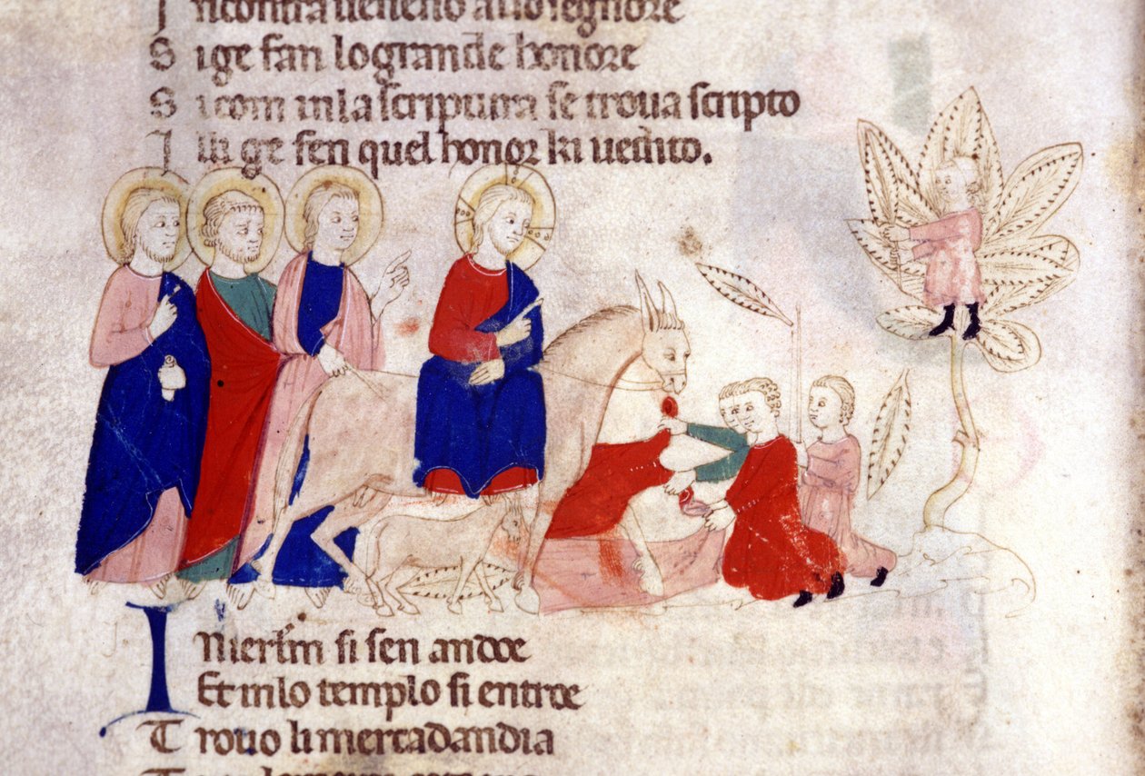 Wejście Chrystusa do Jerozolimy. Miniatura z XIV wieku. autorstwa Unknown artist