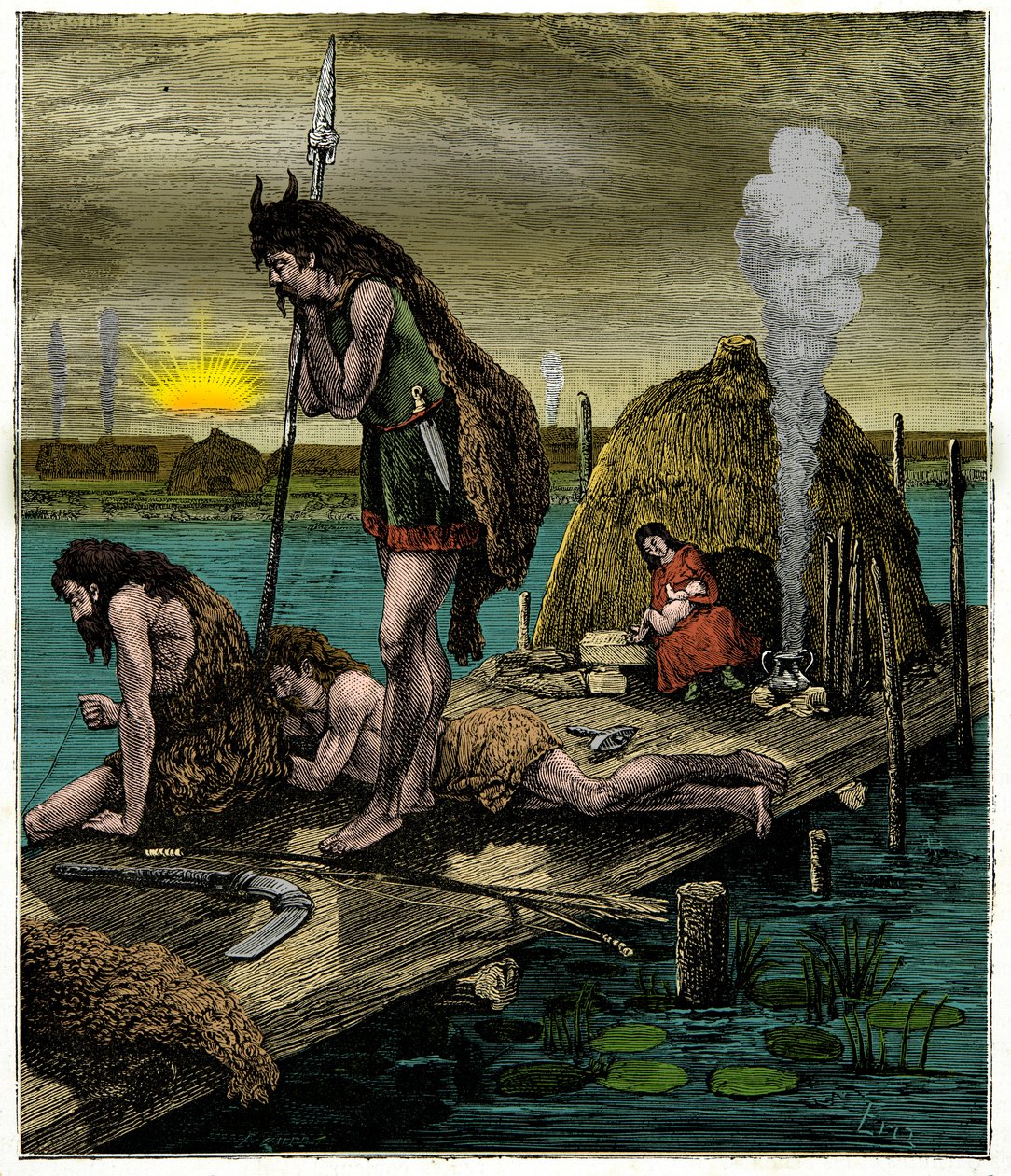 Pierwsi paryżanie lub mieszkańcy Lutece, rycina XIX wiek autorstwa Unknown artist
