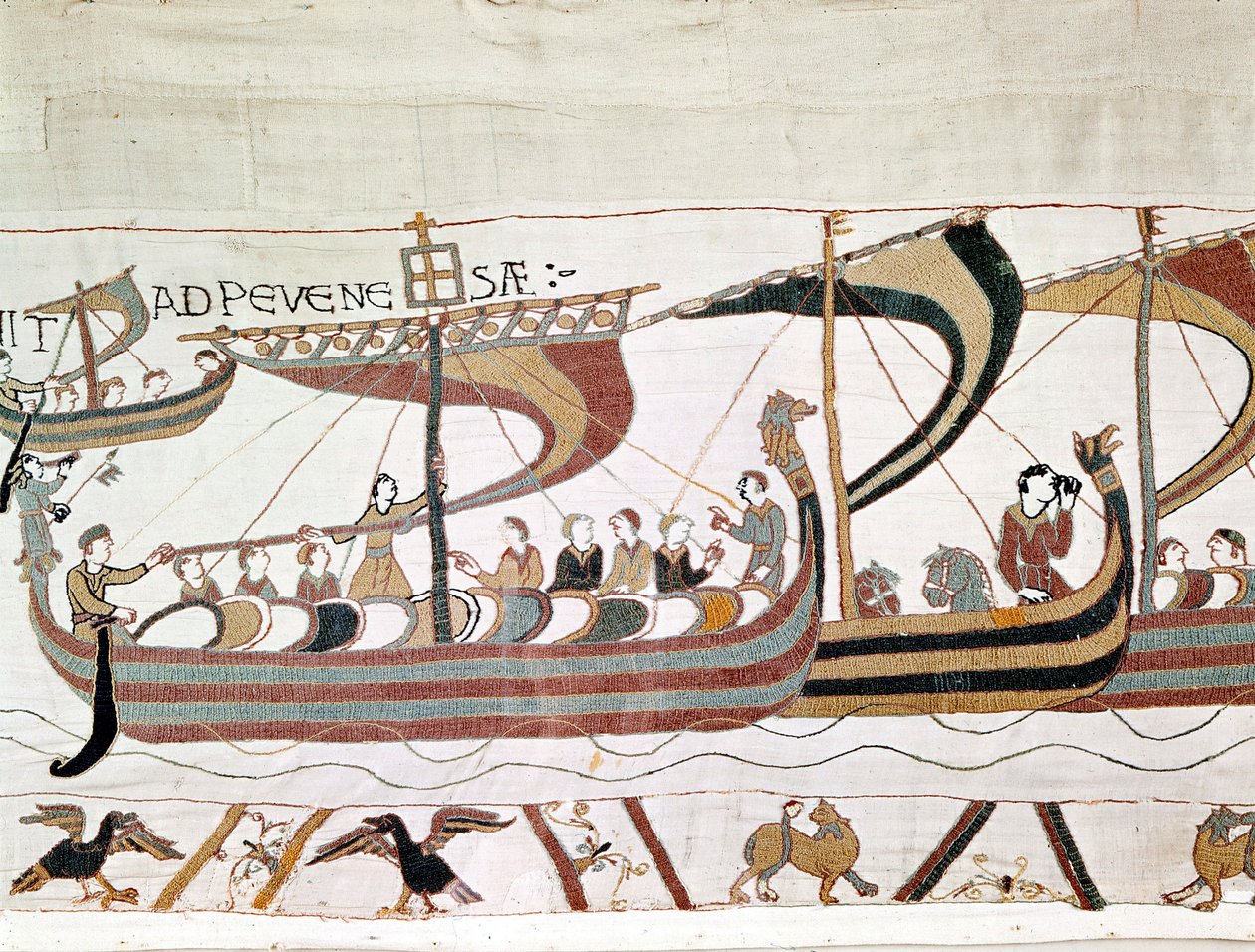 Flota Wilhelma I Zdobywcy (1027 - 1087) w drodze do Anglii - gobelin z Bayeux, znany jako haft królowej Matyldy autorstwa Unknown artist