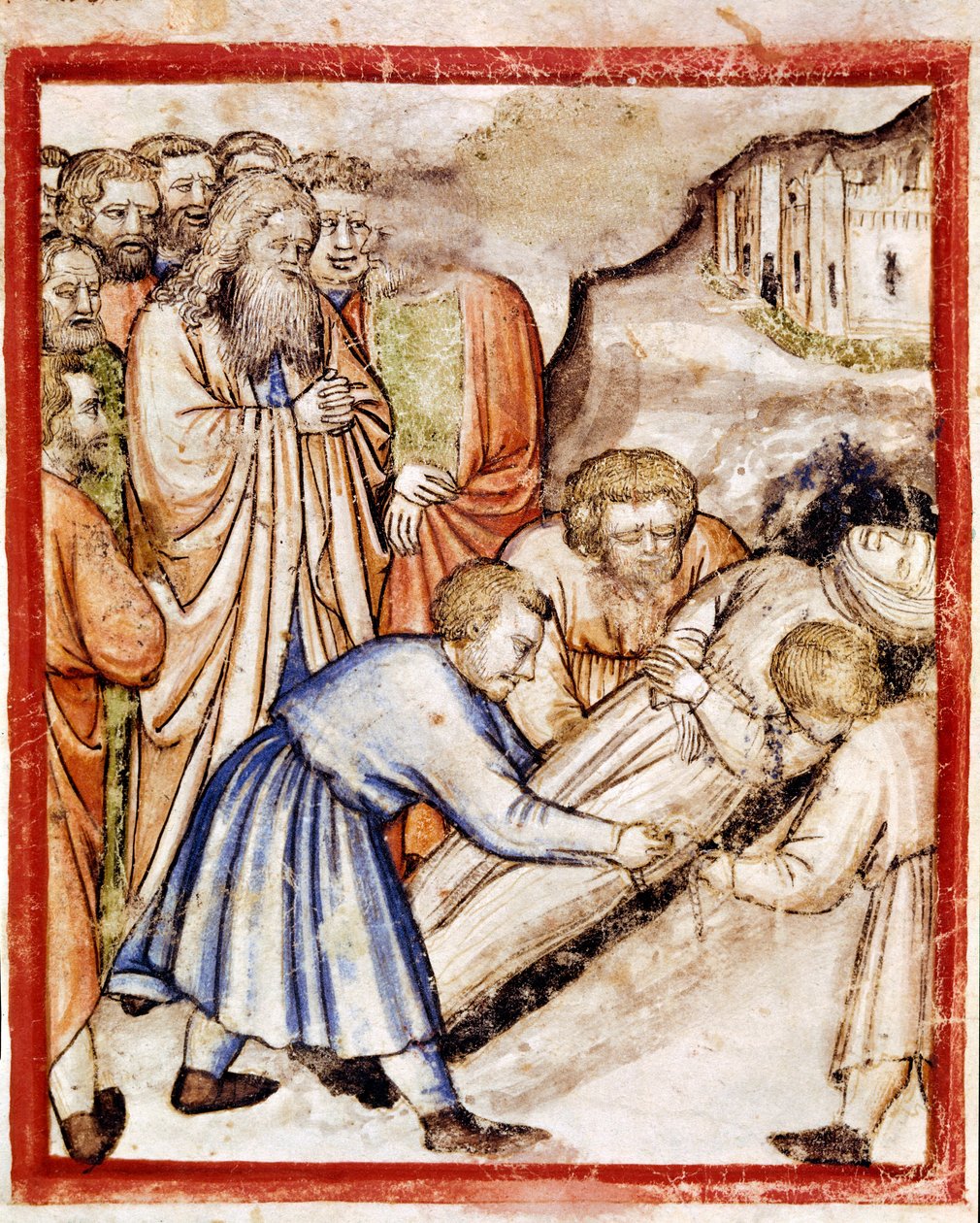 Pogrzeb Sary Miniatura z kodeksu 212 (lub Kodeks Padovano lub Biblia z Padwy) 1390-1400 Rovigo, Accademia dei Concordi autorstwa Unknown artist