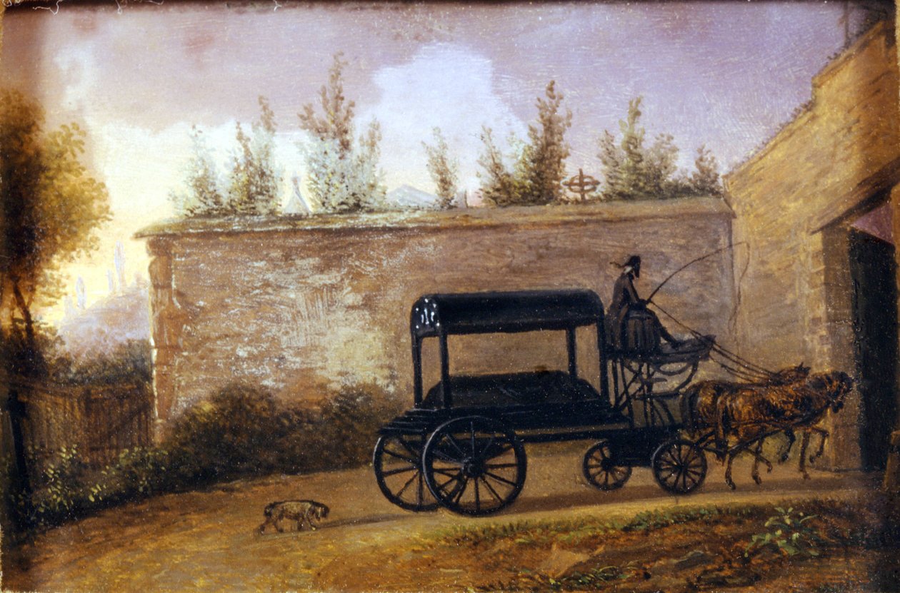 Pogrzeb austriackiego kompozytora Wolfganga Amadeusza Mozarta (1756-1791) w Wiedniu. Anonimowa farba.Museo della scala w Mediolanie autorstwa Unknown artist