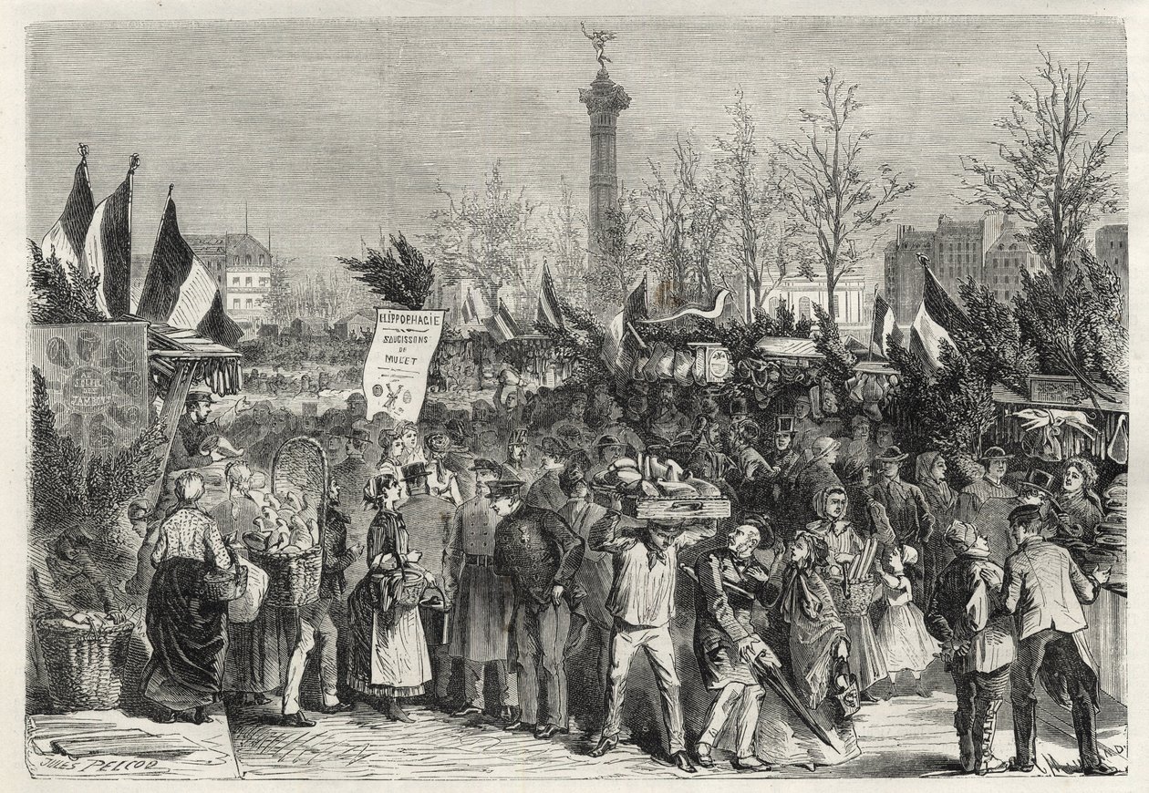 Targi szynki na Boulevard Bourdon w Paryżu (Place de la Bastille) - 1868 - autorstwa Unknown artist