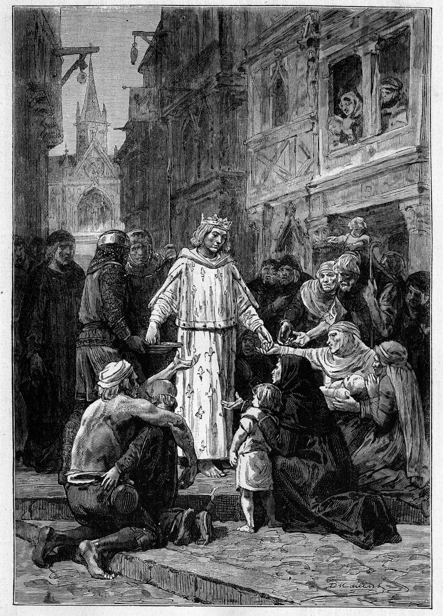 Król powiedział, że biedni są mniej lub bardziej potrzebujący. Ilustracja do książki „Les chroniceurs de l