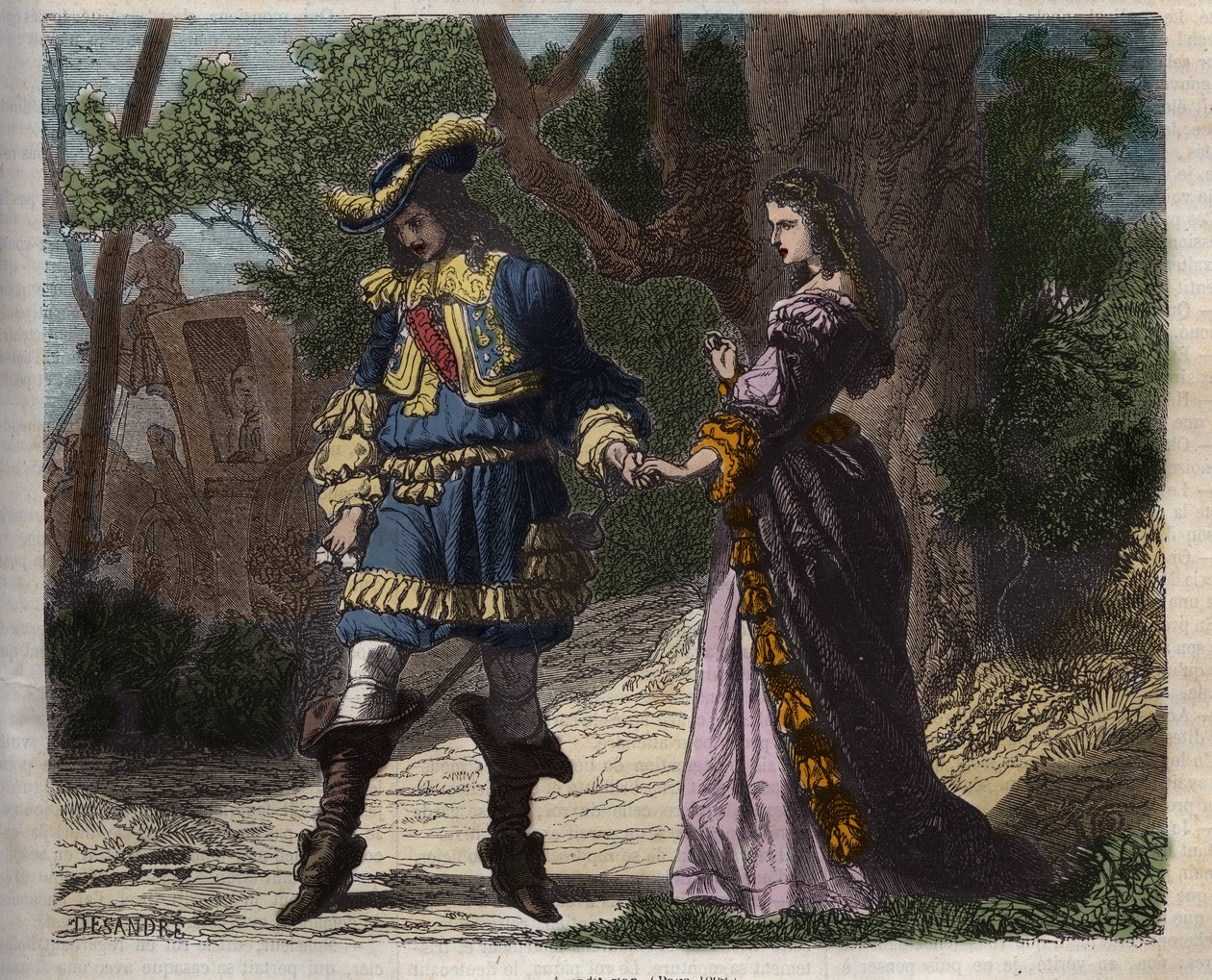 Ostatnia rozmowa Marii Mancini (1639-1715) z Ludwikiem XIV (1638-1715) przed jego wyjazdem z dworu do Brouage 22 czerwca 1659, wygnania zorganizowanego przez kardynała Mazarina w celu trzymania go z dala od króla. “Wicehrabia Bra autorstwa Unknown artist