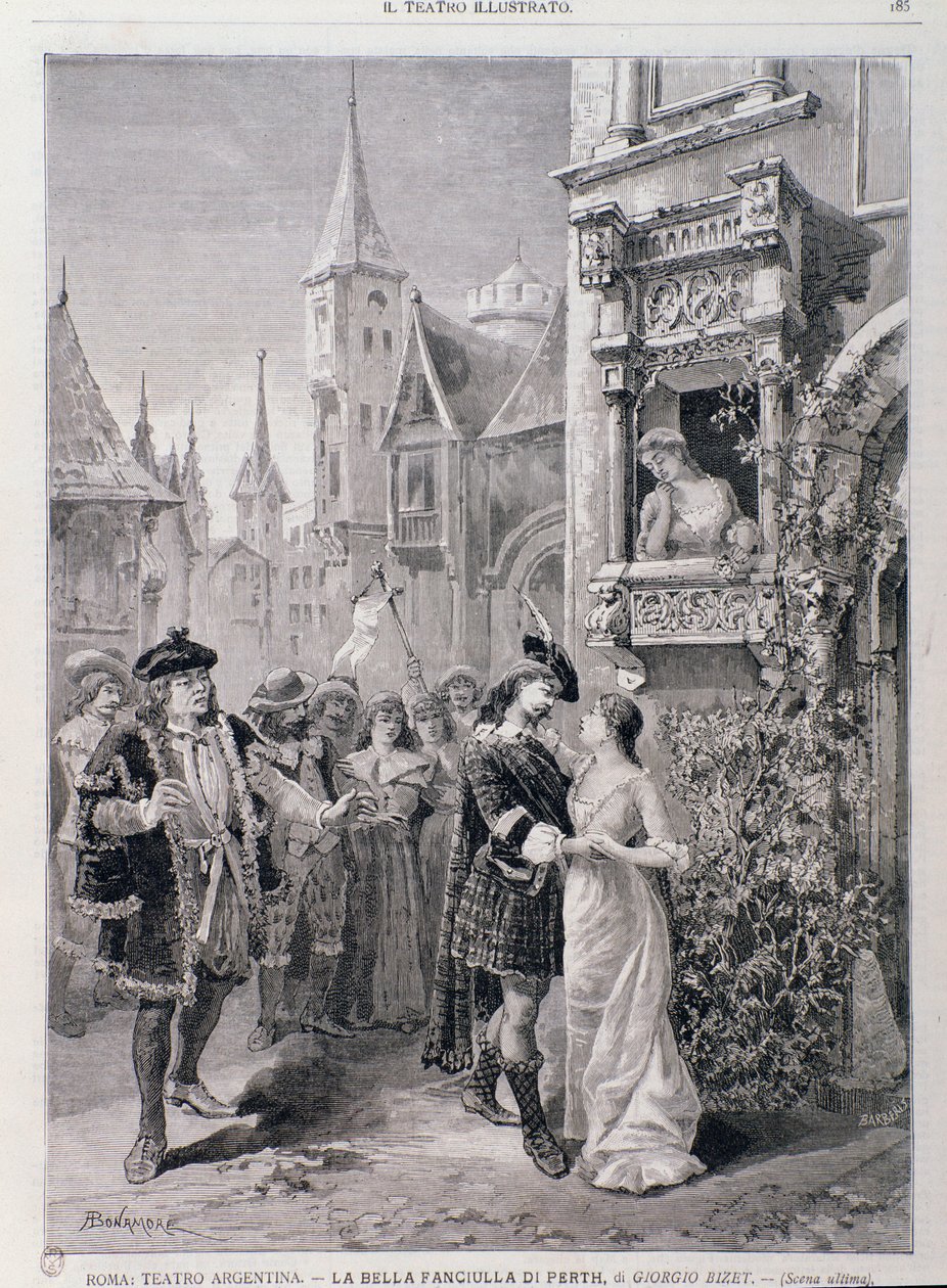 Ostatnia scena The Fair Maid of Perth, opera Georgesa Bizeta, w Teatro Argentina w Rzymie autorstwa Unknown artist