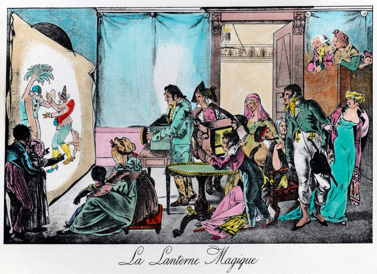 Magiczna latarnia. Grawerowanie z XIX wieku. Prywatna kolekcja. autorstwa Unknown artist