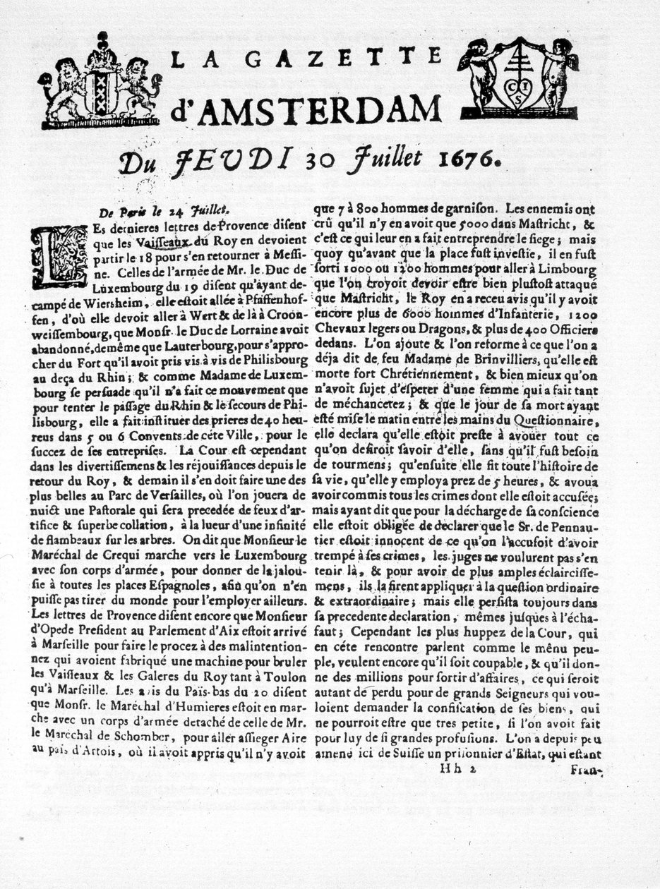 Strona główna „The Amsterdam Gazette” w czwartek, 30 lipca autorstwa Unknown artist