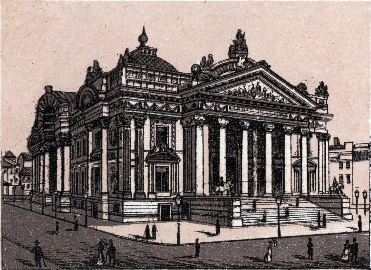 Nowa giełda papierów wartościowych w Brukseli w Belgii w „Świat ilustruje 168 poglądów”” Bez daty (koniec XIX wieku) autorstwa Unknown artist