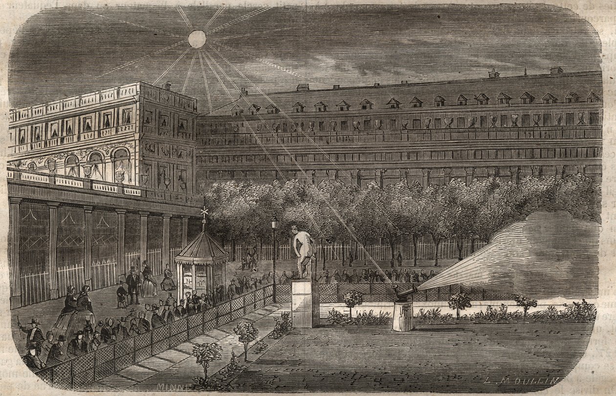 Działo południowe (działo słoneczne) w Palais Royal (Palais-Royal) w Paryżu. Grawer z 1857 roku w „Le Musee Des Sciences”” autorstwa Unknown artist