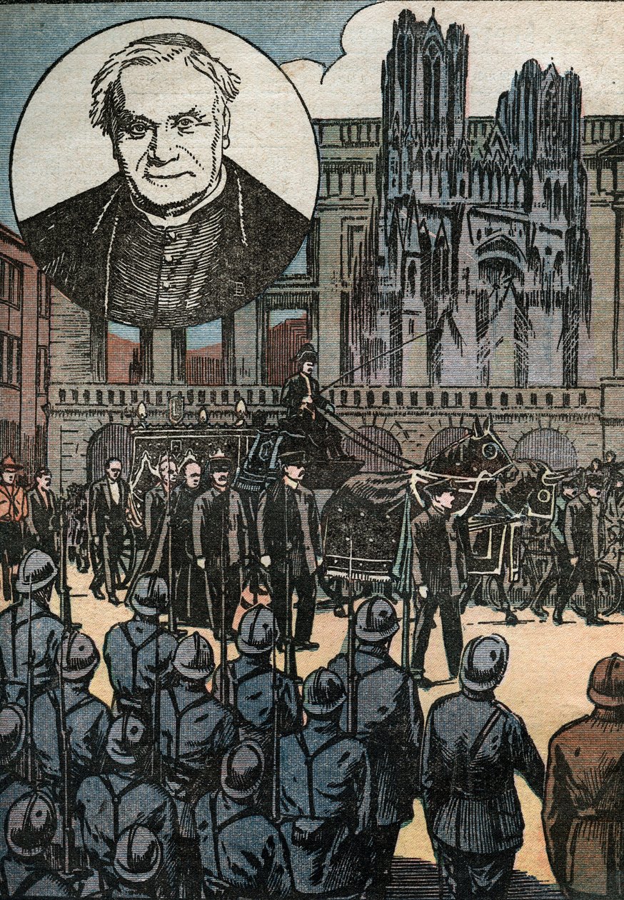 Obseques kardynała Lucona (1842-1930), arcybiskupa Reims, odprawione w katedrze Notre Dame de Reims (Marne) - Uroczystości pogrzebowe kardynała Louisa Josepha Lucona (1842-1930), arcybiskupa Reims, odprawione w katedrze Notre Dame (Notre-Dame) w Reims autorstwa Unknown Artist