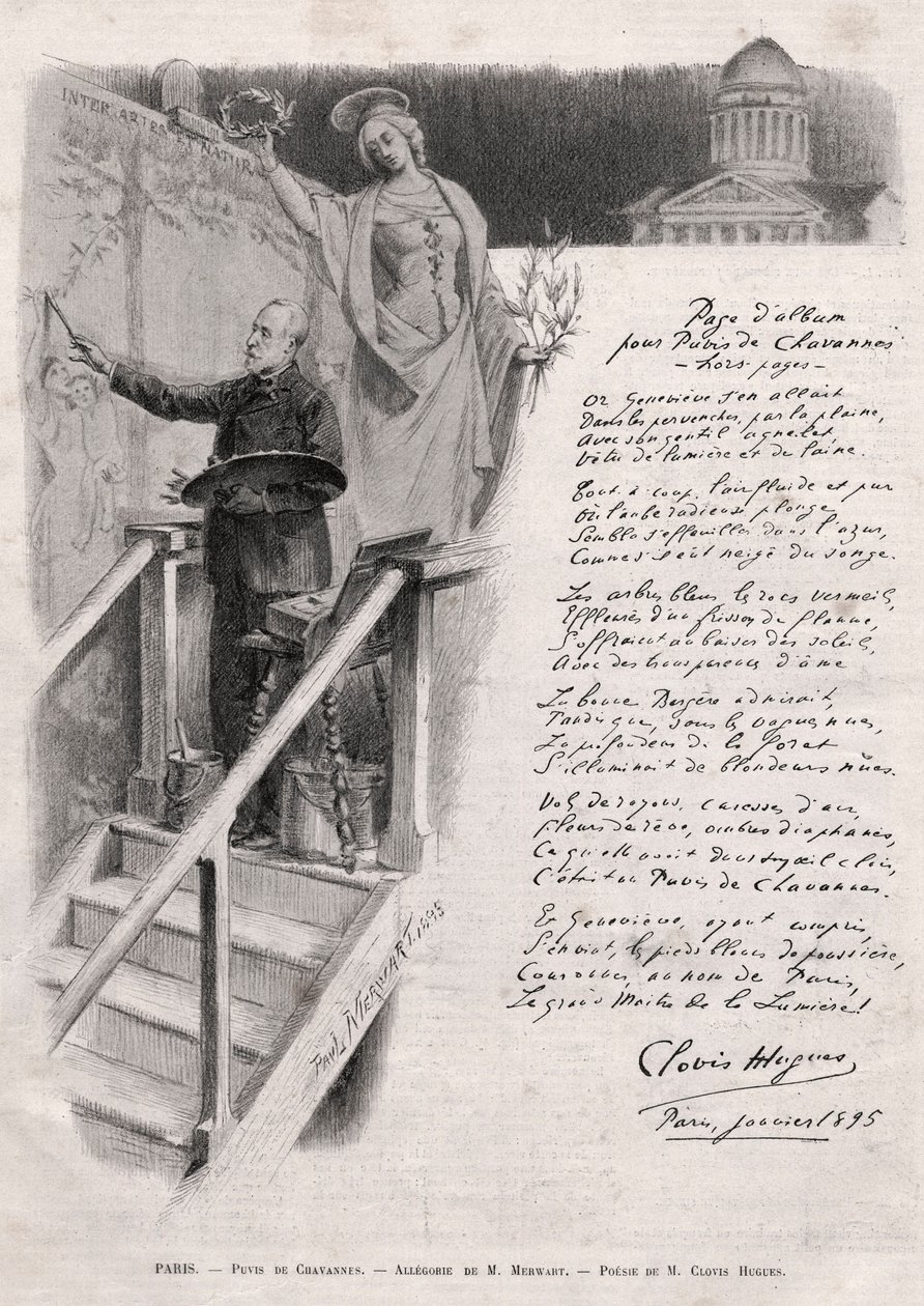 Malarz Puvis de Chavannes (1824-1898) zajmuje się malarstwem - alegorią M. Merwarta z poezją Clovis Hugues autorstwa Unknown artist