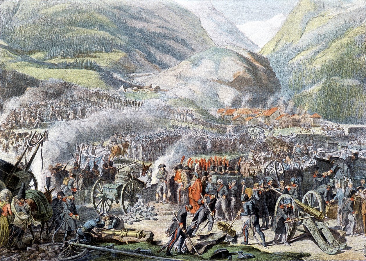 Przejście na Górę św Bernarda przez wojska napoleońskie 16 maja 1800 r. - litografia autorstwa Unknown artist