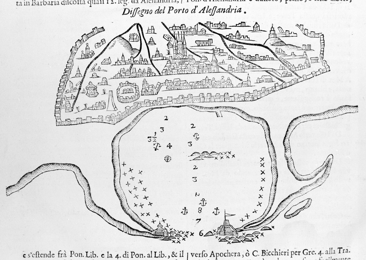 Port Aleksandrii. Rysunek z XVII wieku. autorstwa Unknown artist