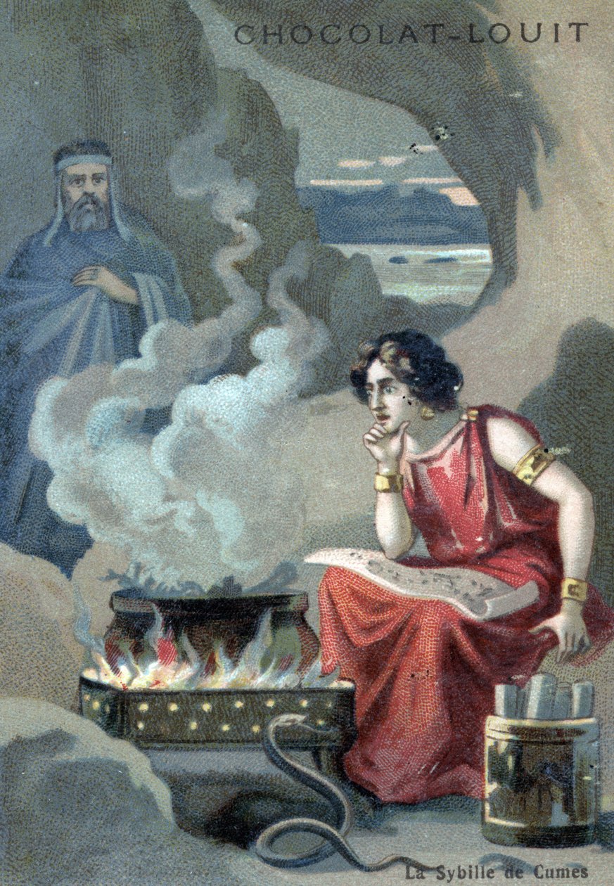 Kapłanka Sybilla Kumejska przewodnicząca wyroczni Apollona w Cumae, greckiej kolonii położonej niedaleko Neapolu we Włoszech. autorstwa Unknown Artist