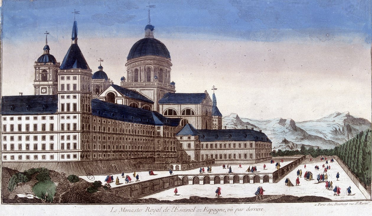 Królewski klasztor escurial (Escorial) w Hiszpanii, widziany z tyłu. autorstwa Unknown artist