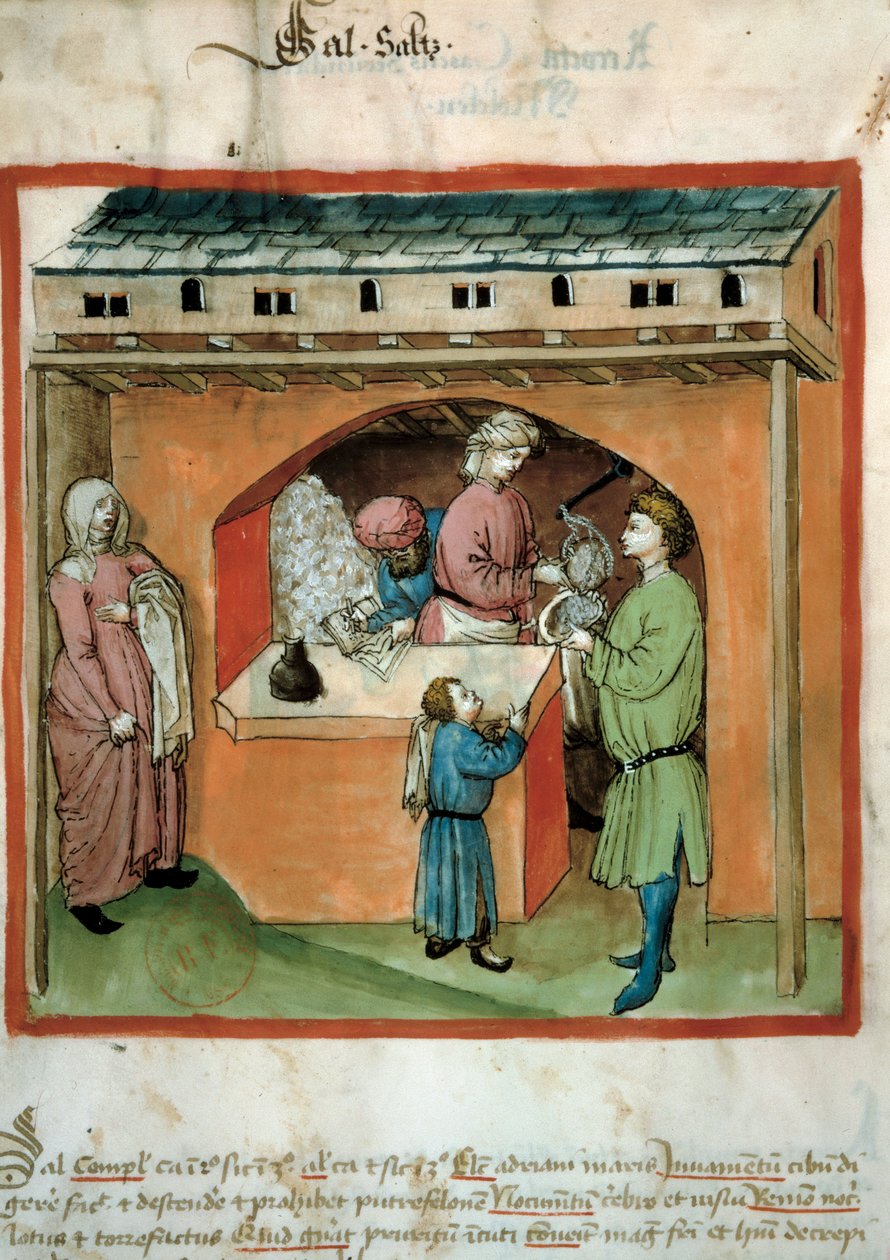 Handlarz soli Eluminure z handlu lekami i dietetykami „”Tacuinum sanitatis”” autorstwa Unknown artist