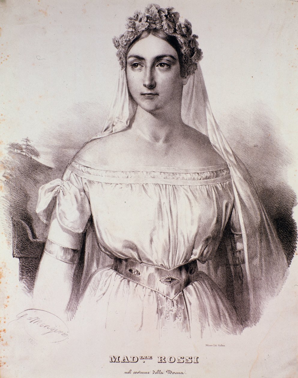 Śpiewaczka Mademoiselle Rossi w operze La Norma autorstwa Unknown artist