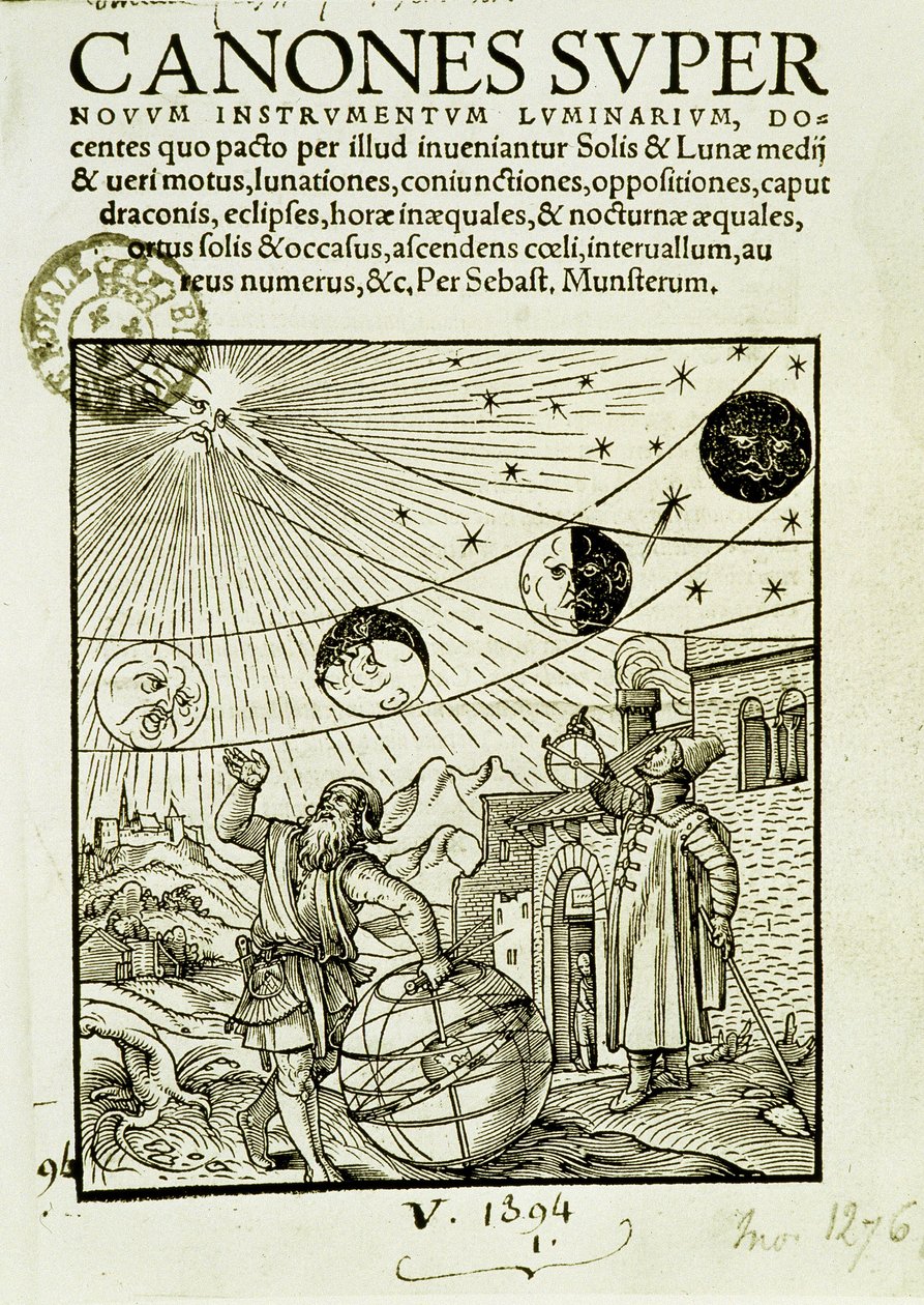 Ruchy słońca i księżyca obserwowane przez astronomów - tytuł książki „Super Canones” autorstwa Unknown artist