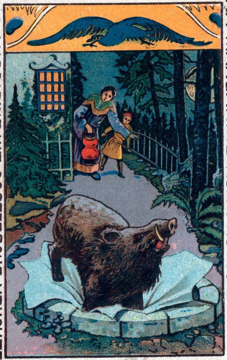 Straszny dzik. Chińska opowieść. Chromolitografia z końca XIX wieku. autorstwa Unknown artist