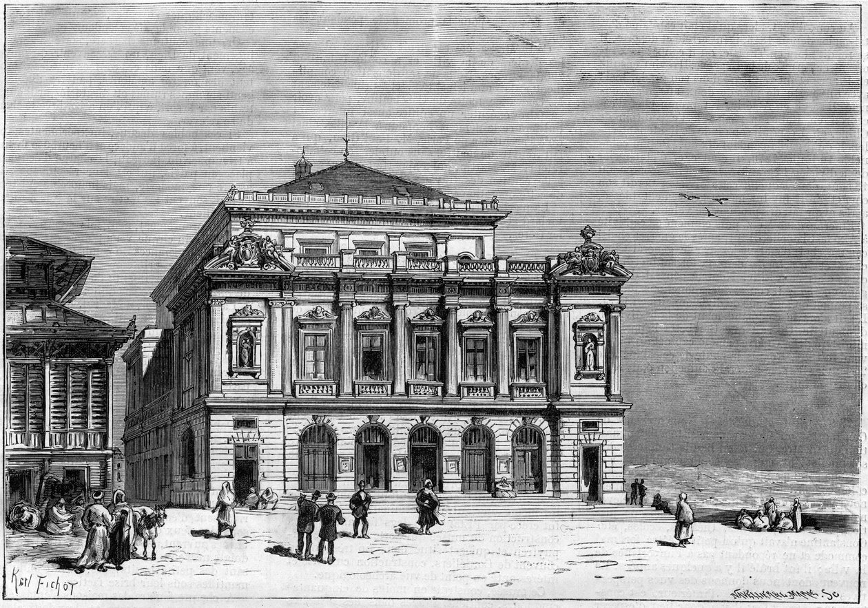 Teatr Konstantyna w Algierii wybudowany przez architekta Paula Jeana Giona (1838-1904) w latach 1877-1883 - na zewnątrz teatru autorstwa Unknown artist