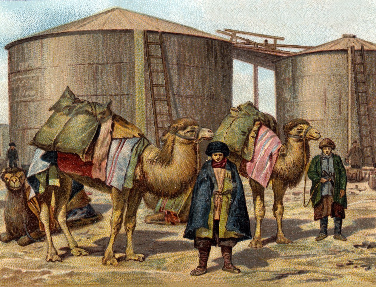 Transport oleju na wielbłądach na Kaukazie. autorstwa Unknown artist