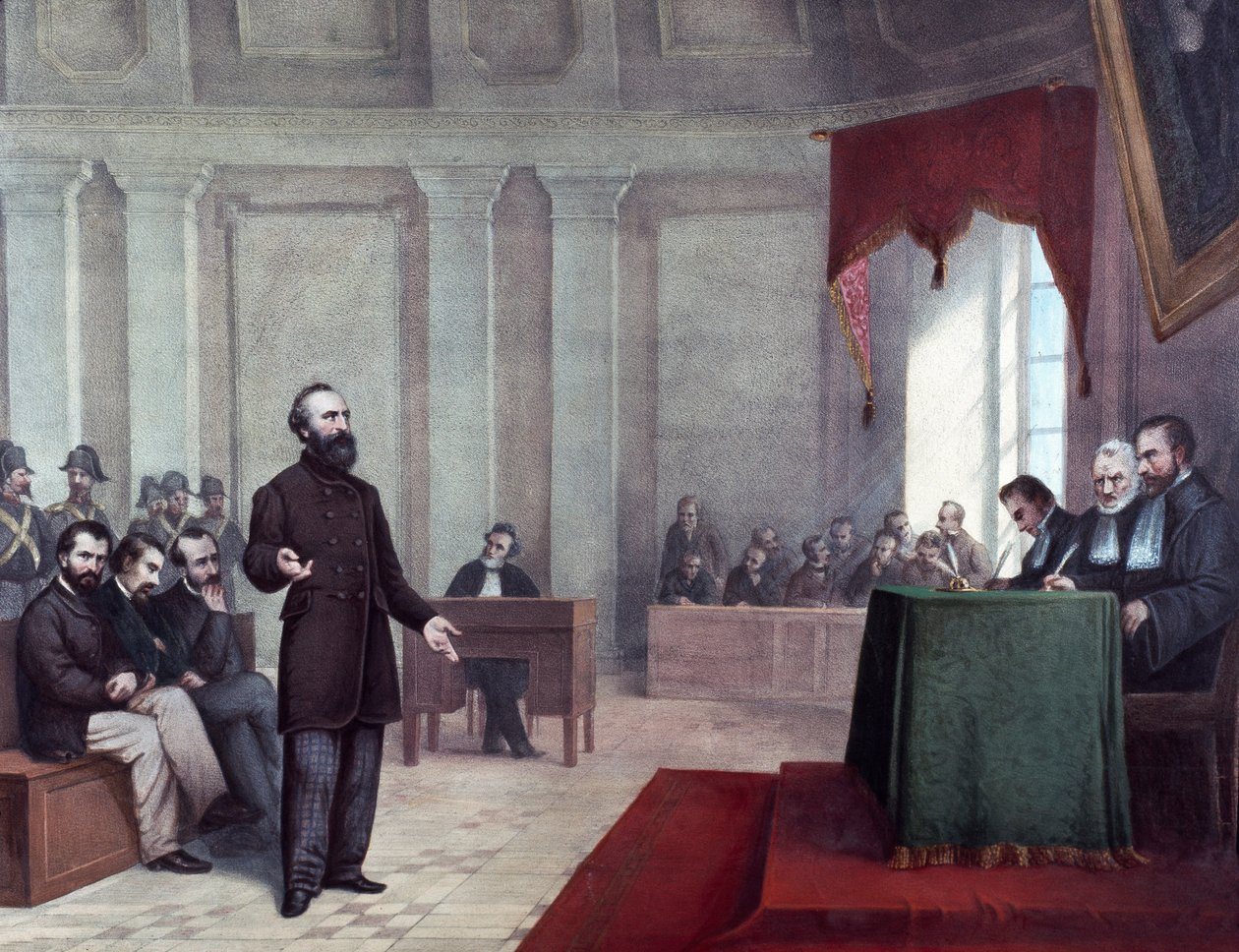 Proces Felice Orsini (1819 - 1858), który 14 stycznia 1858 dokonał ataku na Napoleona III. Litografia z końca XIX wieku. Prywatna kolekcja Mediolanu ©Luisa Ricciarini/Leemage autorstwa Unknown artist
