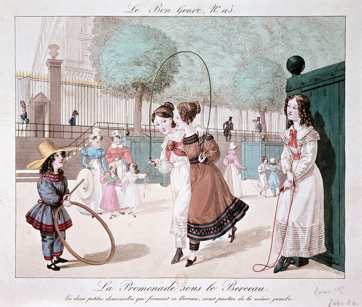 Spacer pod kołyską: Dwie małe damy, które tworzą tę kołyskę, pochodzą z tej samej nogi (Jardin des Tuileries), ok. 1930 r. 1840 autorstwa Unknown artist