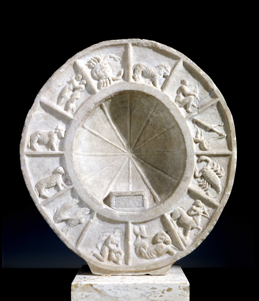 Znaki zodiaku przedstawione na południku słonecznym z XV wieku. autorstwa Unknown artist