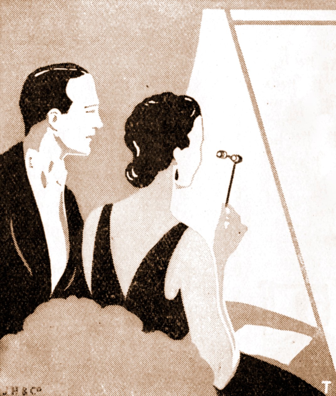 Publiczność teatralna - elegancka para na przedstawieniu teatralnym autorstwa Unknown artist