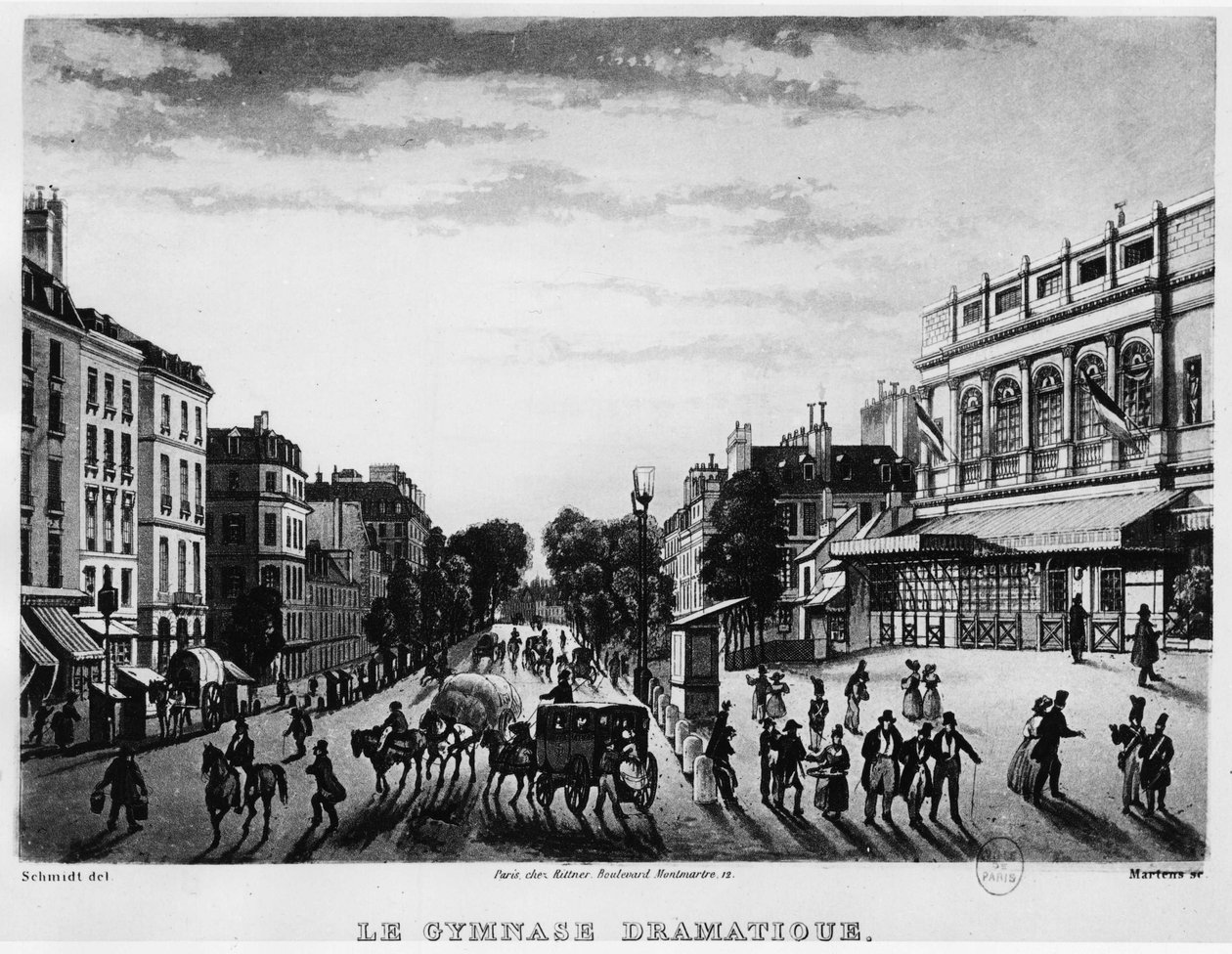 Teatr: Gimnazjum Dramatyczne Boulevard Bonne Nouvelle - grawer autorstwa Unknown artist
