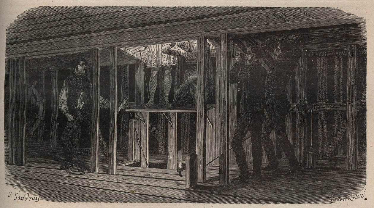 Sztuczki teatralne - połykanie - rycina 1875 autorstwa Unknown artist