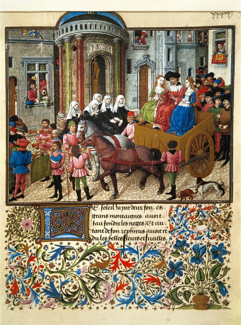 Thesee a Athenes Miniatura z francuskiego rękopisu „Teseida z ślubu Emilii” autorstwa Giovanniego Boccaccio (Boccace) (1313-1375) autorstwa Unknown artist