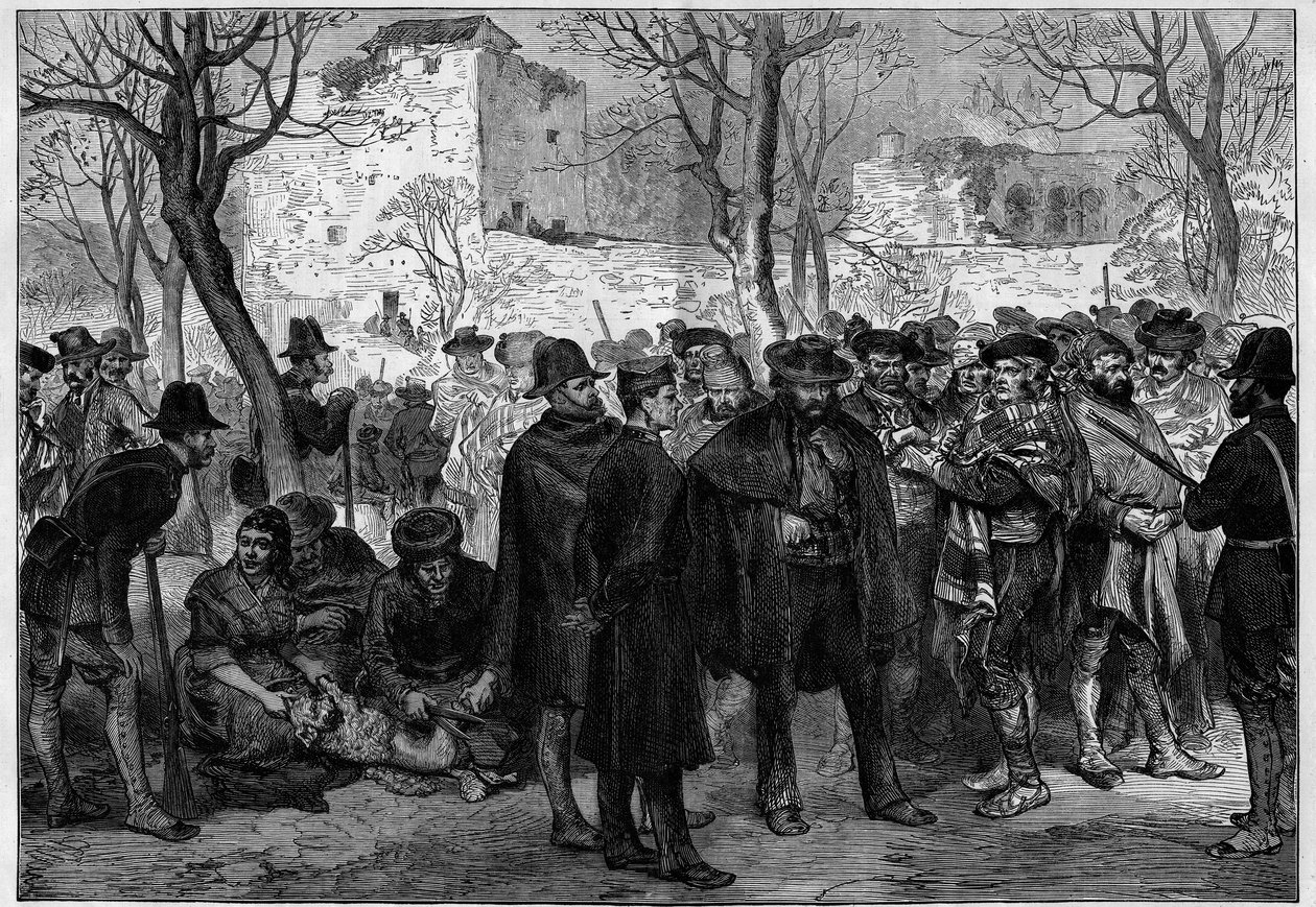 Trzecia wojna karlistów (1872-1876): więźniowie karlistów w Alhambre w Granadzie. autorstwa Unknown artist