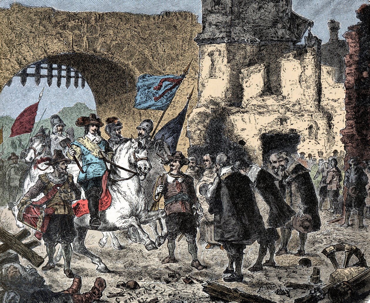 Trzydziestolatek: Generał Bernard z Saksonii Weimar (Saksonia-Weimar) (1604-1639) między zwycięskim pod Breisach (Niemcy) - Bernhard z Weimaru wkraczający do Breisach - autorstwa Unknown artist