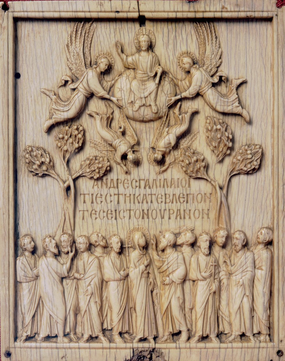Płytka z Wniebowstąpieniem. Płaskorzeźba z kości słoniowej zachowana w Muzeum Narodowym Bargello we Florencji autorstwa Unknown artist