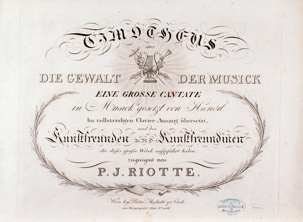 Strona tytułowa partytury Tymoteusza autorstwa GF Haendla (1812) autorstwa Unknown artist