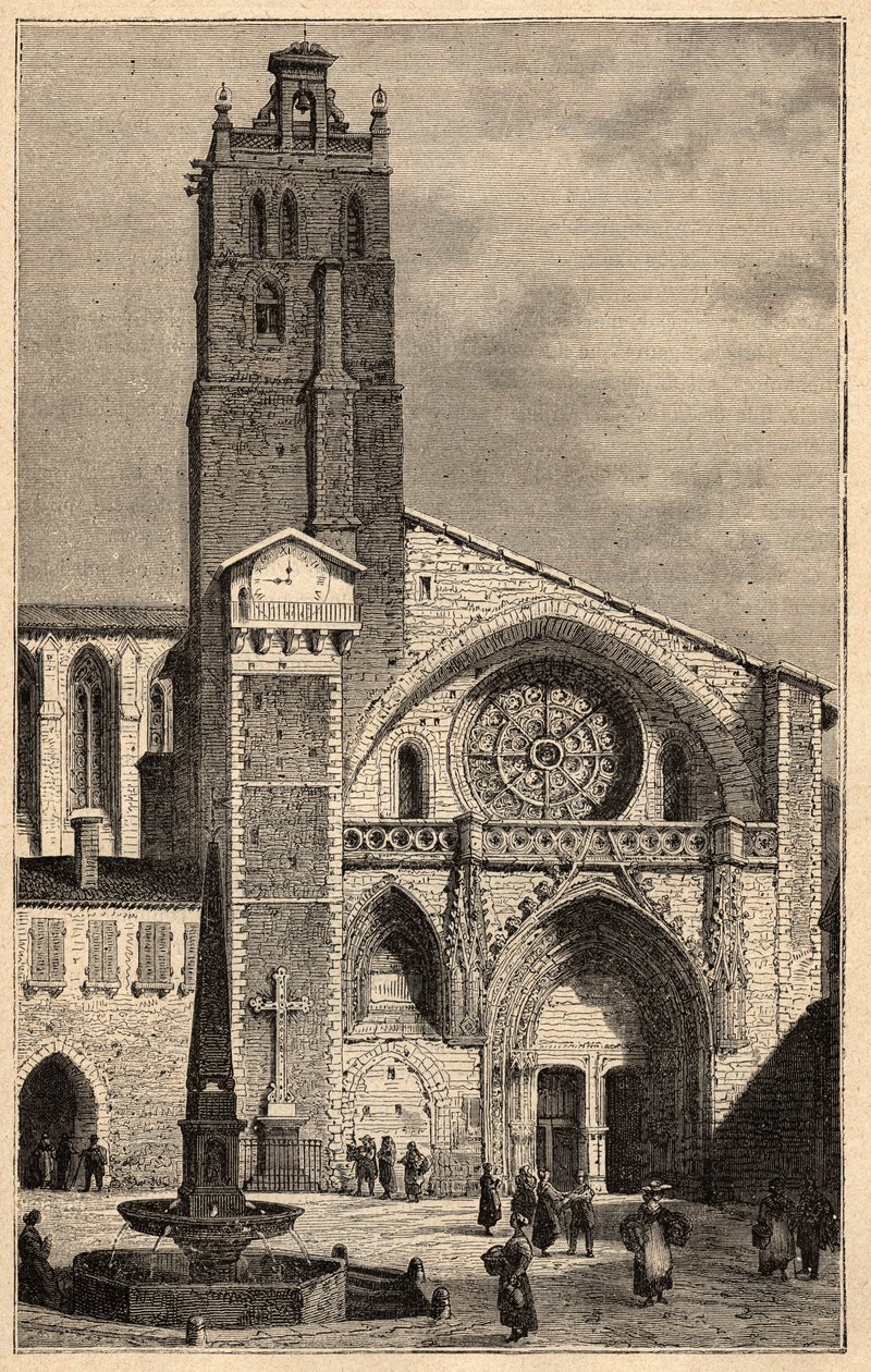Katedra w Tuluzie - Cathedrale Saint-Etienne de Toulouse - (Saint Etienne) grawer w „” PATRIE” - PECTUREQUIREQUE OPIS FRANCJI W 6 TOMACH PRZEZ LUCIENA HUARDA - koniec XIX wieku autorstwa Unknown artist