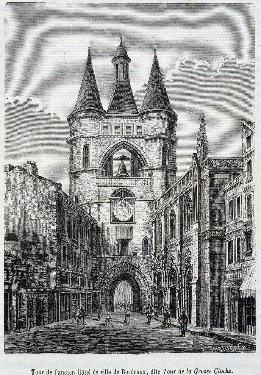 Wieża dawnego hotelu de Ville de Bordeaux, znana jako „Tour de la Grosse Bell” - grawer autorstwa Unknown artist
