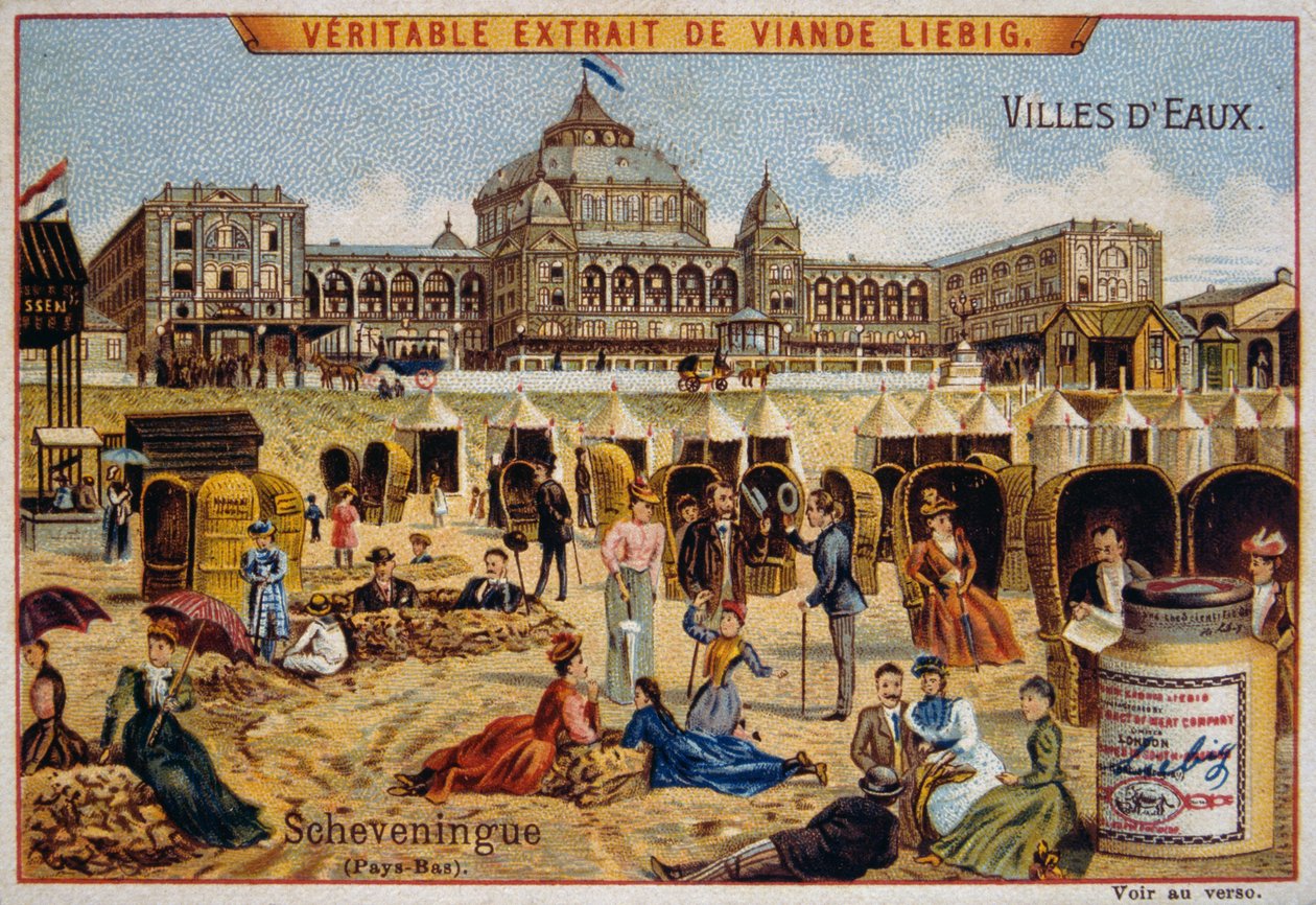 Turyści na plaży w Scheveningen, Holandia autorstwa Unknown artist