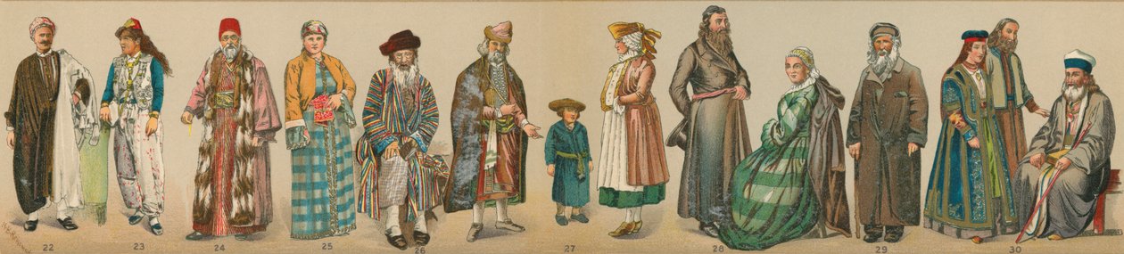 Tradycyjne stroje żydowskie, z "The Jewish Encyclopedia autorstwa Unknown artist
