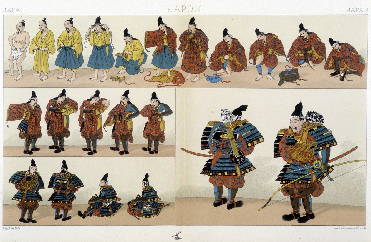 Tradycyjna japońska odzież samurajska - w „” Historycznym stroju” autorstwa Racinet autorstwa Unknown artist
