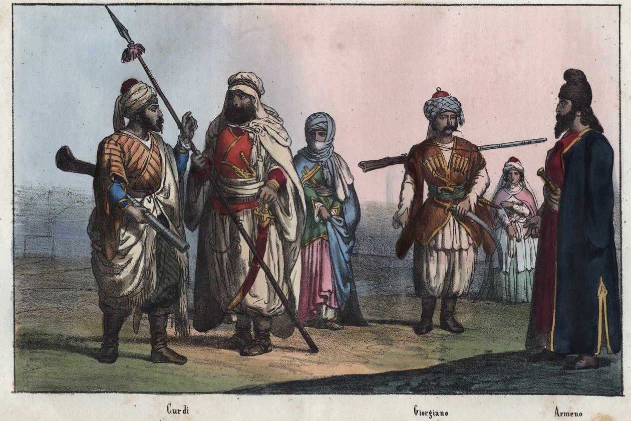 Tradycyjne stroje kurdyjskie - gruziński - ormiański - autorstwa Unknown artist