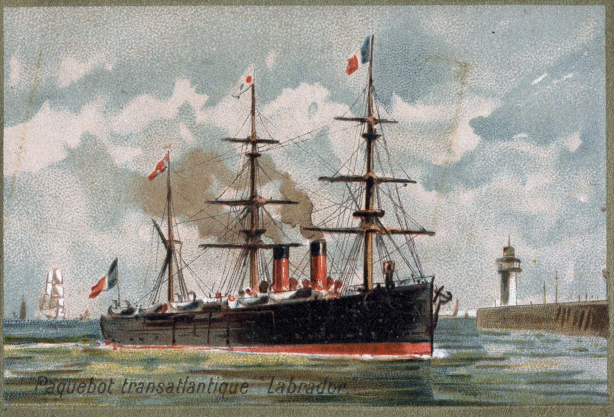 Liniowiec transatlantycki „Labrador.”” około 1880 r. Chromolitografia z XIX wieku. autorstwa Unknown artist