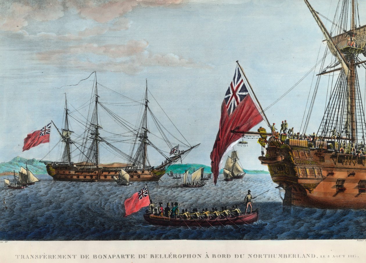 Transfer z Napoleona 1 z Bellerophon do Northumberland 8 sierpnia autorstwa Unknown artist