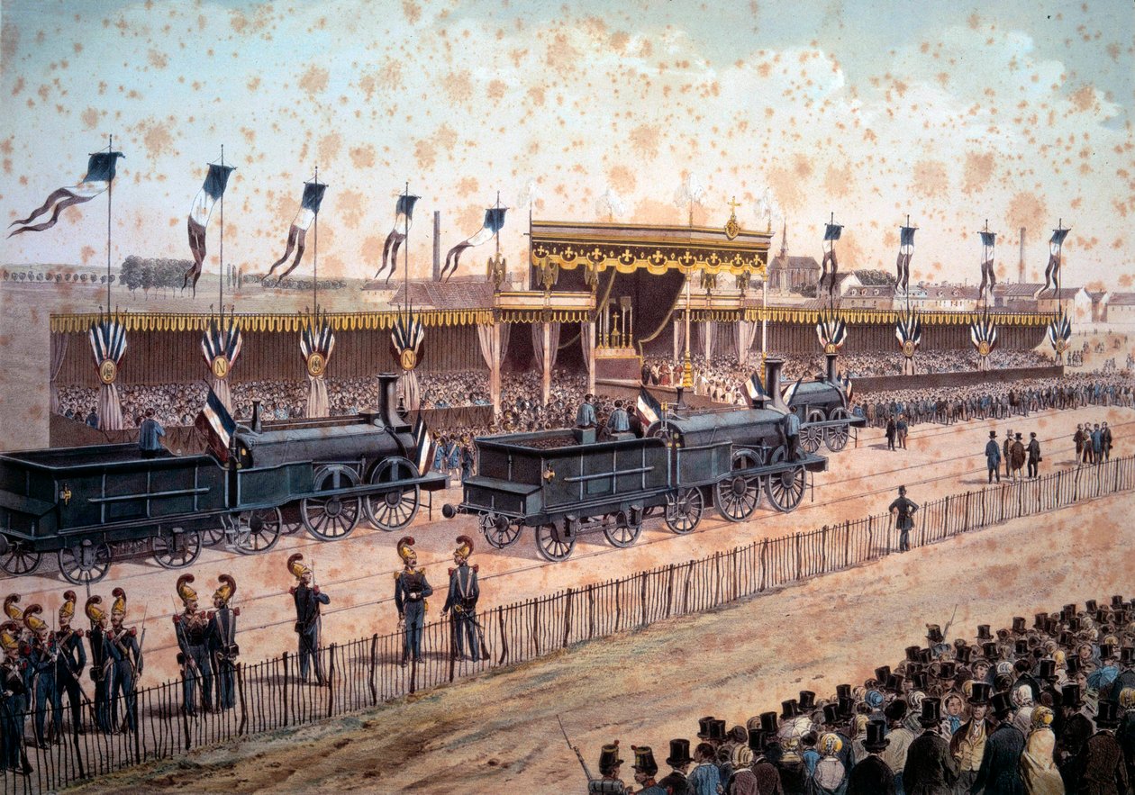 Transport: inauguracja linii kolejowej między Paryżem a Strasburgiem. 1864. Grawerowanie Paryż, B.N. autorstwa Unknown artist