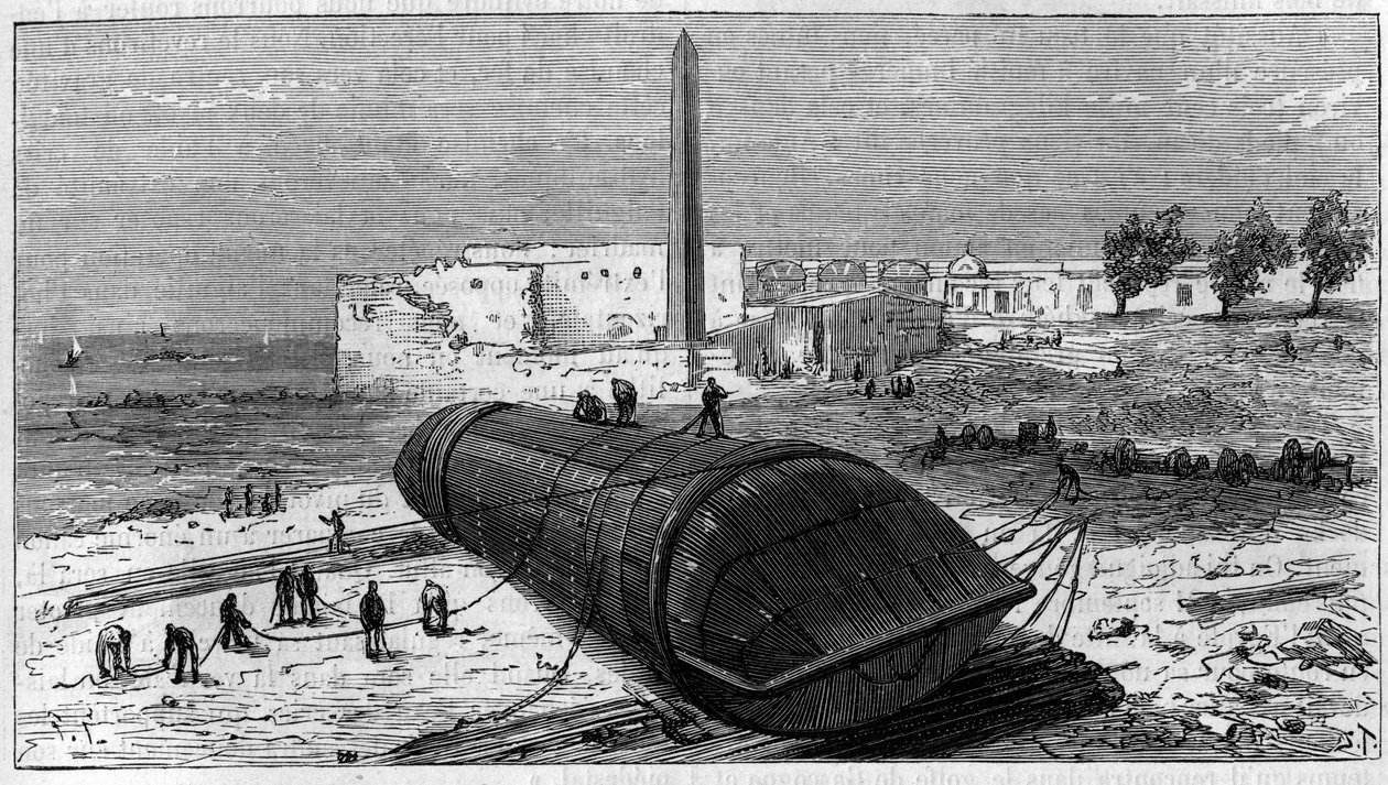 Transport obelisku znanego jako „Aiguille de Cleopatre” z Egiptu do Anglii autorstwa Unknown artist
