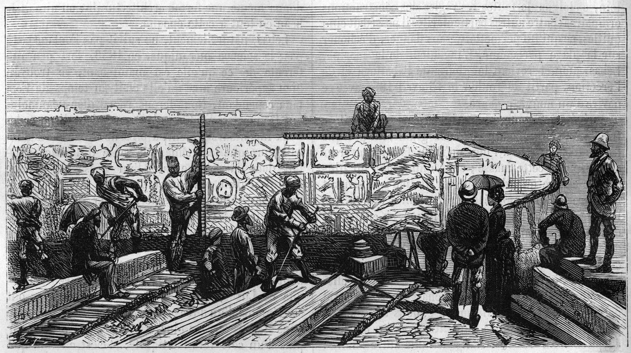Transport obelisku znanego jako „Aiguille de Cleopatre” z Egiptu do Anglii autorstwa Unknown artist