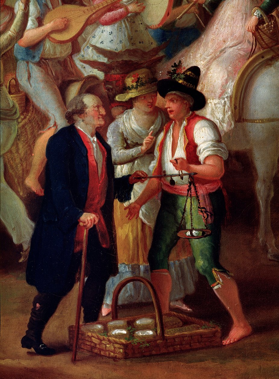 Wędrowny sprzedawca mozzarelli Anonimowy obraz. Neapol z XIX wieku, Museo di San Martino autorstwa Unknown artist