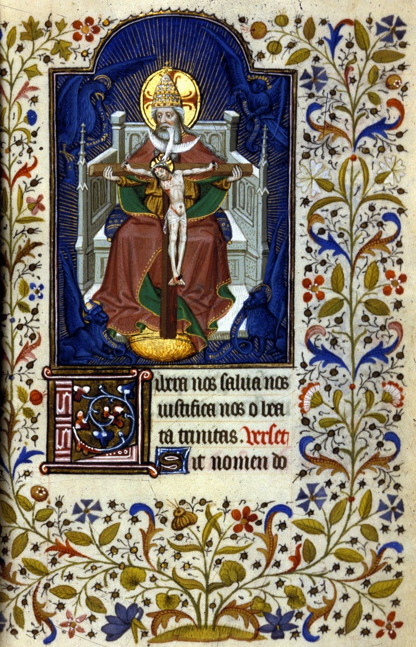 Trójca. Miniatura, początek XV wieku. Biblia Trivulziana, Mediolan. autorstwa Unknown artist