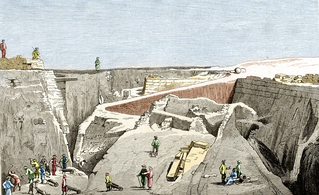 Wykopaliska trojańskie prowadzone przez Heinricha Schliemanna, sd. 19 wiek. autorstwa Unknown artist